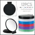 thumbnail image 2 of 12 Pieces Mini Folding Mirror Round Compact Mirror Portable Pocket Mirror Makeup Small Mirror Vintage Portable Travel Makeup Mirror for Women Girls (Pink,Purple,Green,Blue,Black,White), 2 of 6