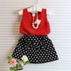 thumbnail image 3 of Guardurnaity 2 uds. Conjunto de verano para niña, chaleco de gasa, de lunares con lazo, camiseta para bebé y niño conjuntos de ropa Rojo 110cm Guardurnaity AP003188-02, 3 of 6