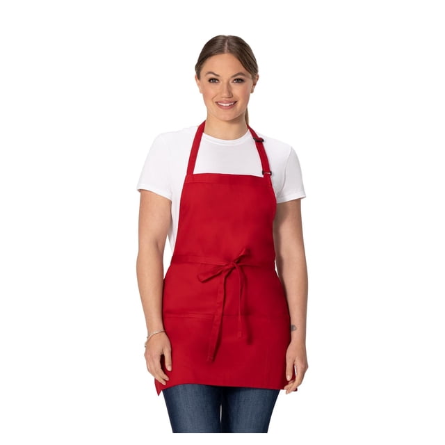 Delantal Unisex Chef Works con Tres Bolsillos Rojo Talla Única