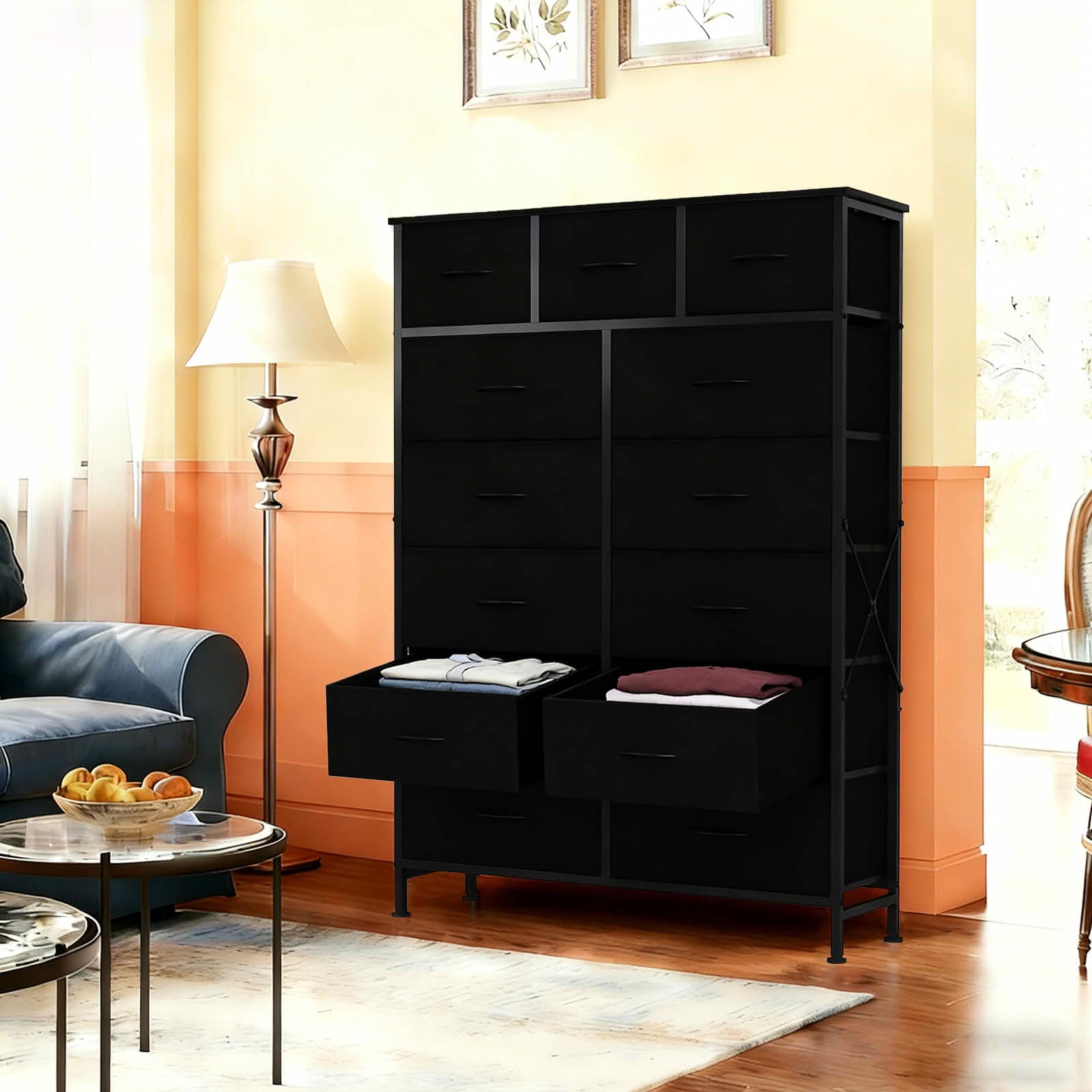MAYEERTY 56.7-Inch Tall 13-Drawer Fabric Storage Tower, Sturdy Organizer Cabinet