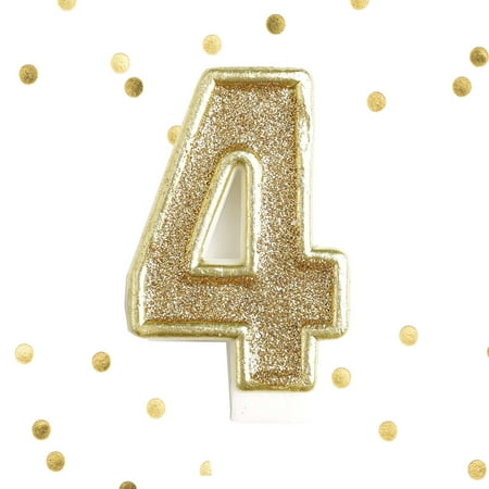Candle Topper Case - Light Gold Glitter 4th Birthday Candle Number 4 Four Cake Topper 4 Year