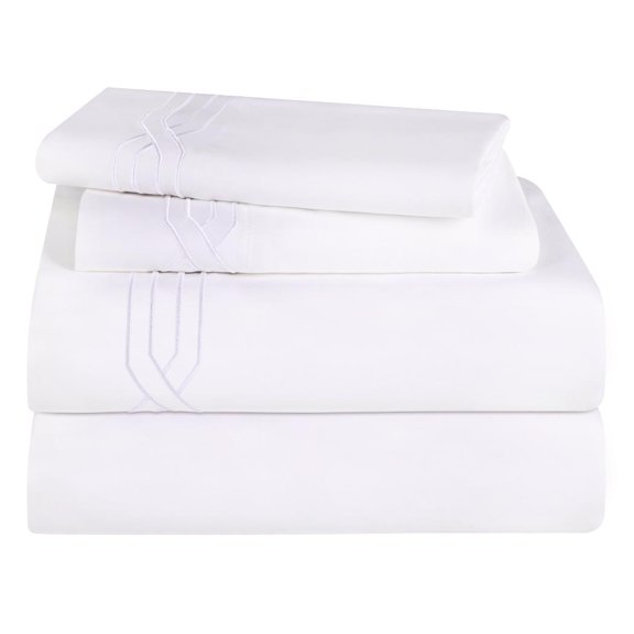 Superior Egyptian Cotton 1200 TC Eco-Friendly Sheet Set, Queen, White/White
