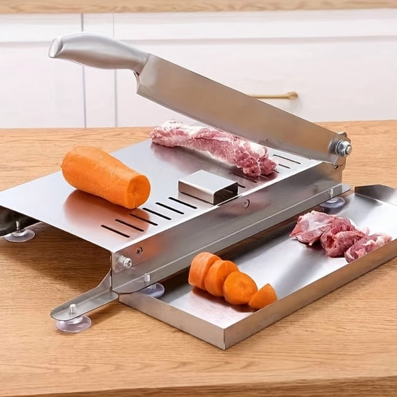 Stainless Steel Manual Meat Slicer Manual Frozen Meat Slicer, Meat Cutter Stainless Steel Beef Slicer, Beef Roll Vegetable Bone Household Easy to Clean