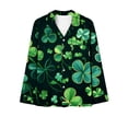 thumbnail image 4 of cllios 2 Piece Pajama Sets for Women St. Patrick's Day Button Down Blouse with Pant Sets Green Clover Shamrock Printed Loungewear Lucky Pjs Set, 4 of 4