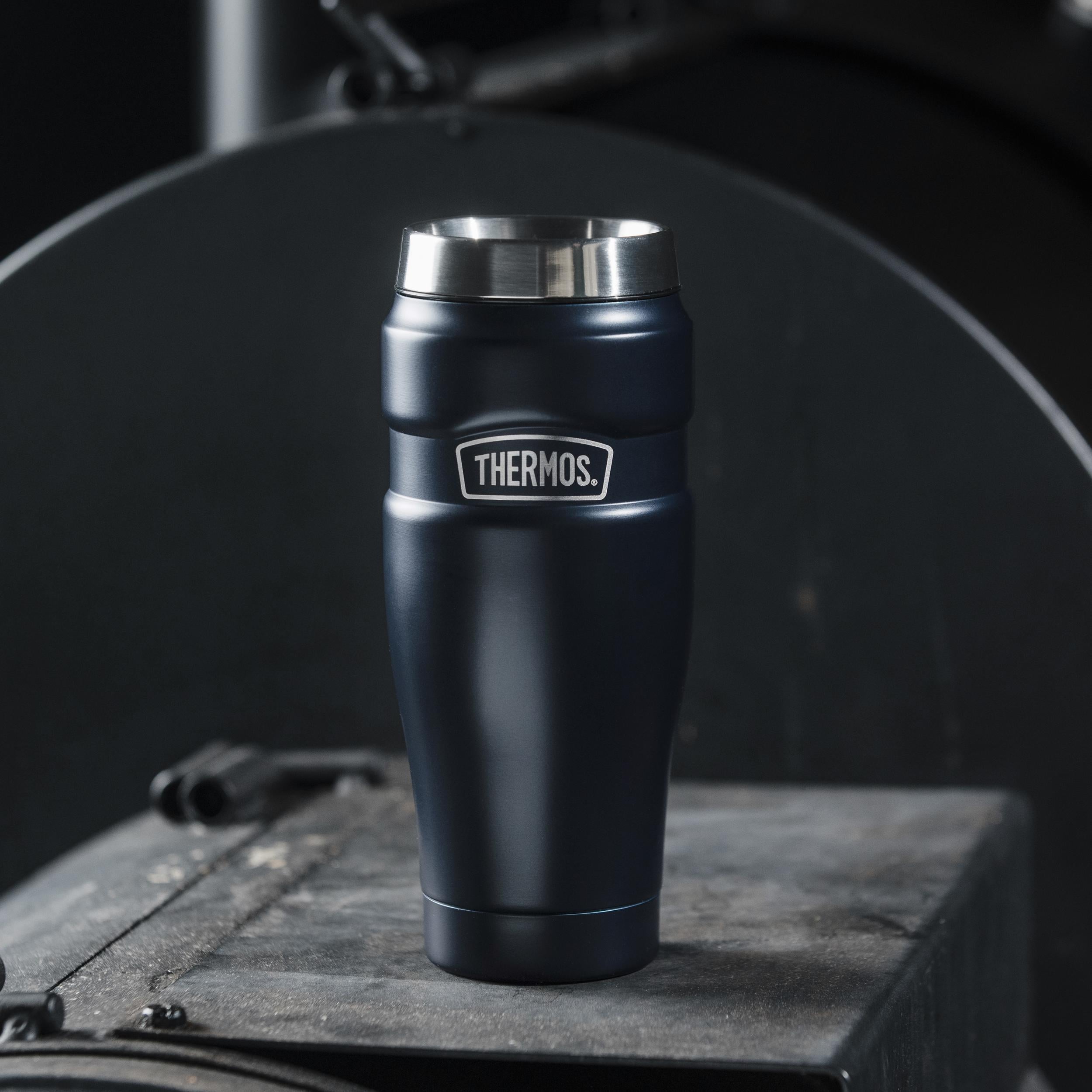 Thermos Thermos 16 ounce vacuum insulated travel mug black, 8  Ounce, Silver (NS100BK004): Glassware & Drinkware