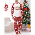 thumbnail image 4 of Christmas Family Pajamas Matching Set, Long Sleeve Letters Print T-shirt with Plaid Pants Sleepwear Loungewear, 4 of 7