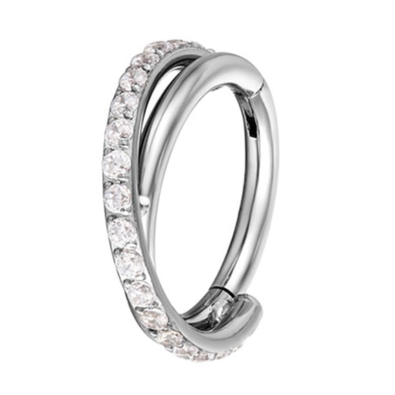 Yammee Double Crossed Nose Rings Stylish and Unique Nose Hoop with Sparkling Stones