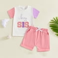 thumbnail image 2 of UngA Toddler Baby Girl Boy Summer Clothes Big/Little Sister Brother Matching Outfits T Shirt Shorts Set (Red,4-5 Years), 2 of 4