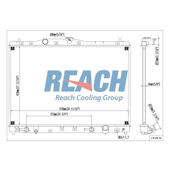 REACH 41-1912 Radiator for 04-96 Acura RL, Automotive Radiator Replacement Part