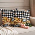 thumbnail image 2 of Yellow Truck Fall Outdoor Waterproof Pillow Covers, Thanksgiving Pumpkins Black Check Decorative Square Throw Pillowcase Sofa Cushion Sham for Patio/Couch/Chair, 16"x16" 2 Pack, 2 of 8
