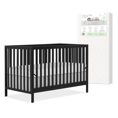 Nursery Bundle, Dream On Me Synergy MOD Crib in Matte Black and Crib & Toddler Mattress Bundle