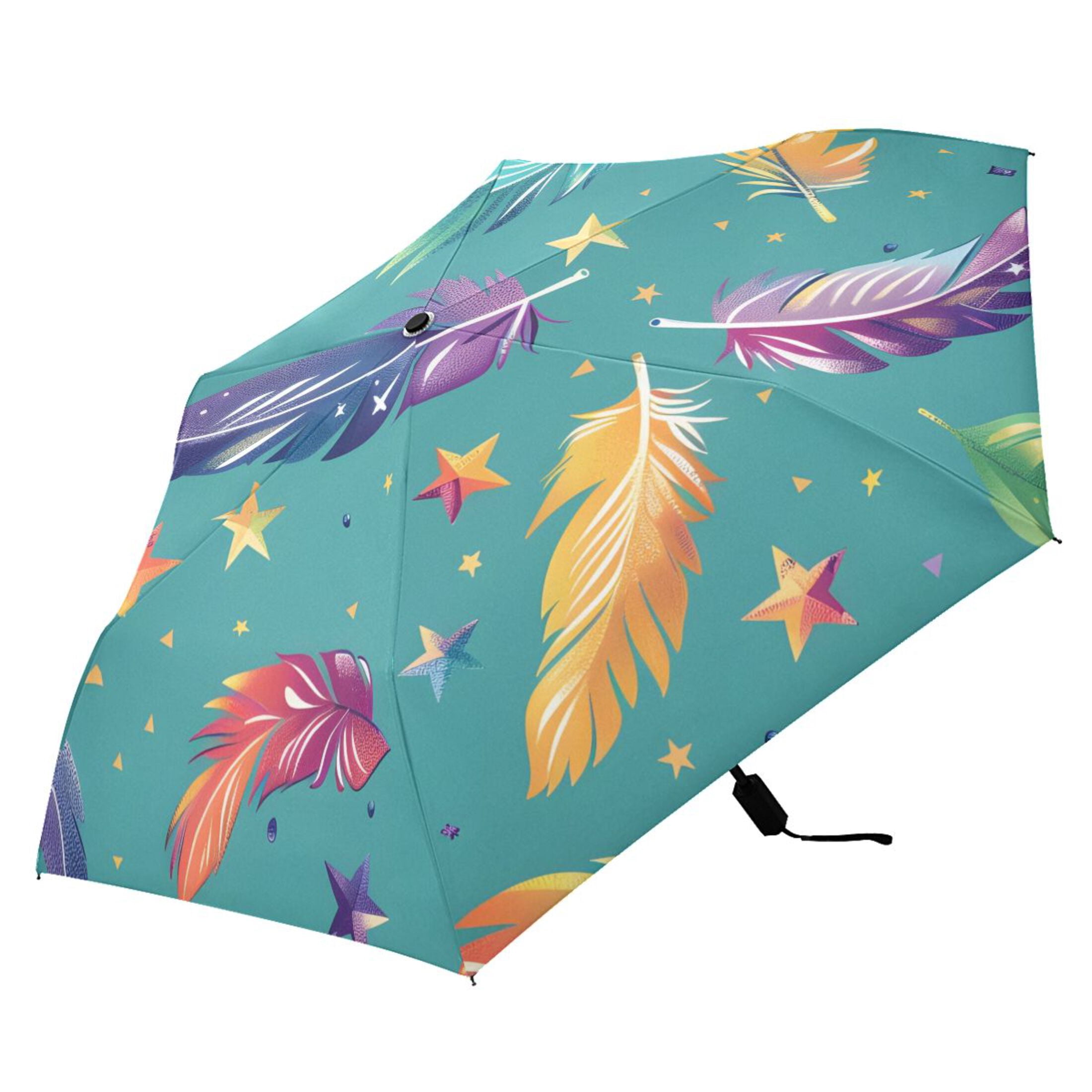 ALAZA Feathers Stars UPF 50+ Compact Folding Umbrella for Rain Travel Umbrella Packable