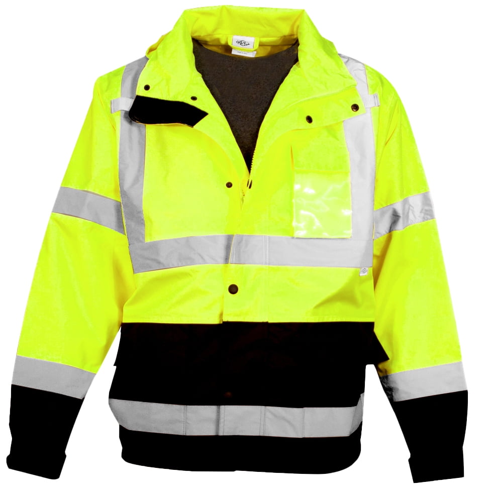Dicke Hi-Viz Rain Jacket, Yellow/Black - Lg, Men's, Size: Large