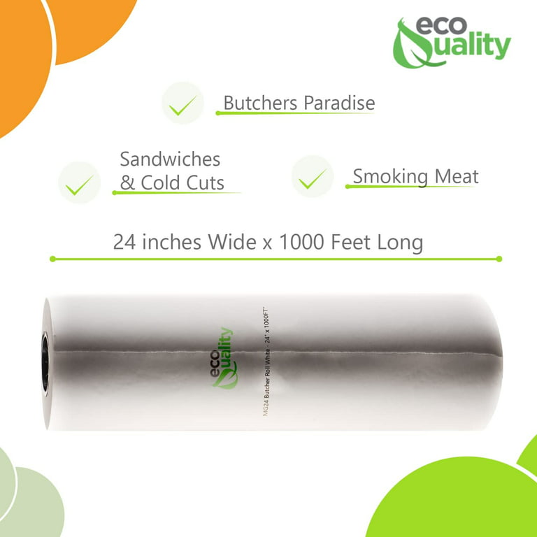 5 Pack] EcoQuality Butcher Paper 24 in x 1000 ft - Roll for Butcher ,  Freezer Paper Great for Restaurants, Food Service, Butcher Paper, Meat Paper,  Freezer Roll, Butcher Roll, MG24 