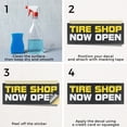 thumbnail image 5 of Tire Shop Now Open Vinyl Decal 2 Pack of 12 Inch x 5 Inch Weatherproof Heavy-Duty Adhesive Backing | Grand Opening, Reliable Services, Clear Messaging | Made in USA, 5 of 6
