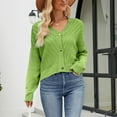 thumbnail image 6 of Idoravan Green Cardigan for Women Women's Color Hollowed Out Knitted Cardigan Loose V-neck Long Sleeved Cardigan Tops, 6 of 6