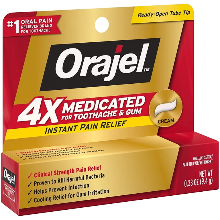 Orajel 4x Medicated for Toothache-Gum Cream, 0.33 oz (Pack of 2