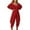 Red, variant on Womens EleganceSolid Color Jumpsuit Comfy V Neck Off Shoulder Long Sleeve Wide Leg Romper Baggy Club Sweatsuit Outfit