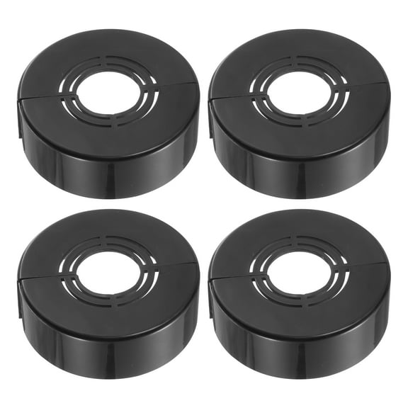 Wall Split Flange, 4 Pcs 62x20 mm - Cuttable ABS Round Escutcheon Plate Cover Buckle, Shower Arm Flange for 20/25/33mm(0.8/1.0/1.3 Inch) Water Pipe Faucet Decoration (Black)