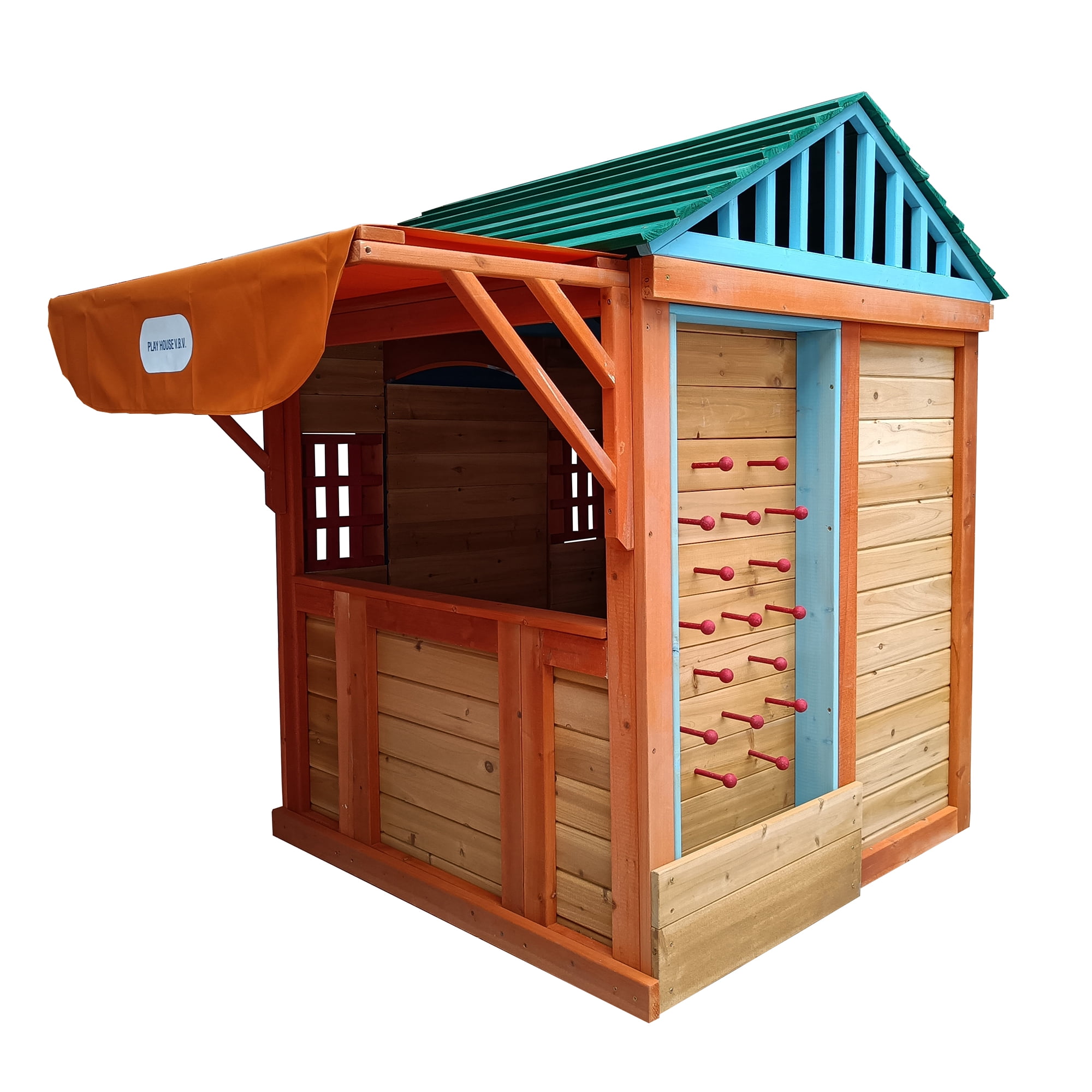 CIPACHO 64" Eco-Friendly Outdoor Solid Wooden 4-in-1 Game House for Kids Garden Playhouse with Different Games on Every Surface, Orange CIPACHO 64" Eco-Friendly Outdoor Solid Wooden 4-in-1 Game House for Kids Garden Playhouse with Different Games on Every Surface, Orange