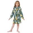 thumbnail image 6 of FORMRS Niños Bathrobe Unisex Hooded Robe Soft Plush Pajamas Sleepwear, Size 10-12T, Green Lemon Leaves, 6 of 7