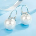 thumbnail image 5 of GKNET 14mm Pearl Ear Clip 925 Silver Huggie Earrings Womens Fashion Earrings-Silver, 5 of 6