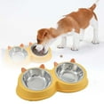 thumbnail image 4 of Pet Supplies Cute and Playful Cat Ear Shaped Stainless Steel Double Bowl for Dogs and Cats Food Grade Water Dish with Non- Base, 4 of 6
