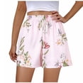 thumbnail image 4 of Karight Womens Floral Print Elastic Waist Shorts Lightweight Flowy Lounge Sleep Shorts with Drawstring, 4 of 5