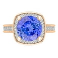 thumbnail image 2 of Dazzlingrock Collection 8mm Round Tanzanite & White Diamond with Princess Halo Style Engagement Ring for Women (0.75 ctw, Color I-J, Clarity I2-I3) in 10K Rose Gold, Size 7.5, 2 of 4