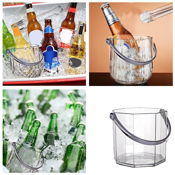 Transparent Ingot Ice Bucket,Acrylic Champagne Ice Bucket, Champagne Bucket Chiller, Thick Clear Beverage Tubs with Handle, Thick Cooler Bucket for Bar, Home, Parties