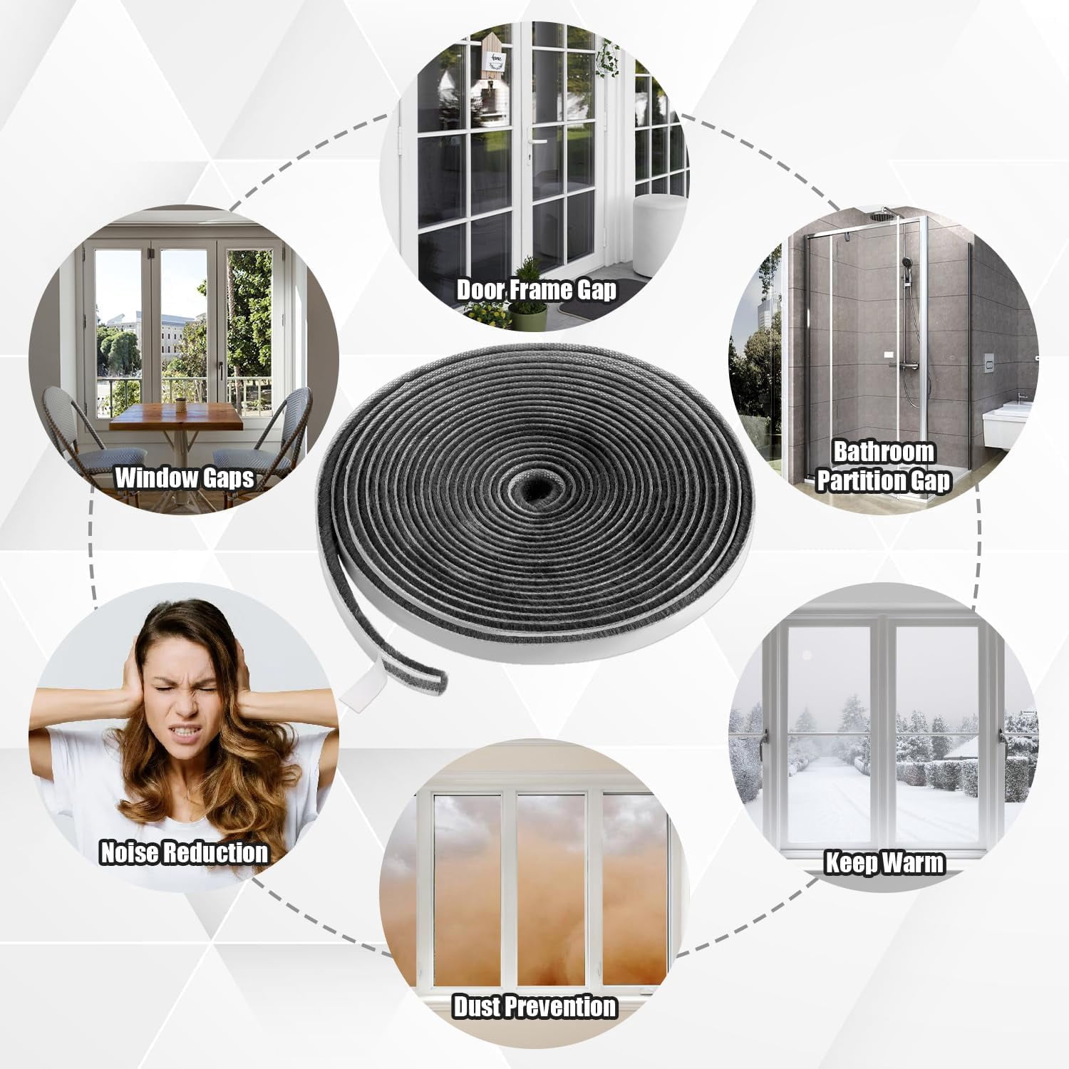FRKSMD-Strong Adhesive Weather Stripping Door Seal, 66FT Self-Adhesive Door Draft Stopper for Bottom of Door, Soundproof Window Seal Tape for Sliding Glass Door, 0.4'' Wide x 0.2'' Thick