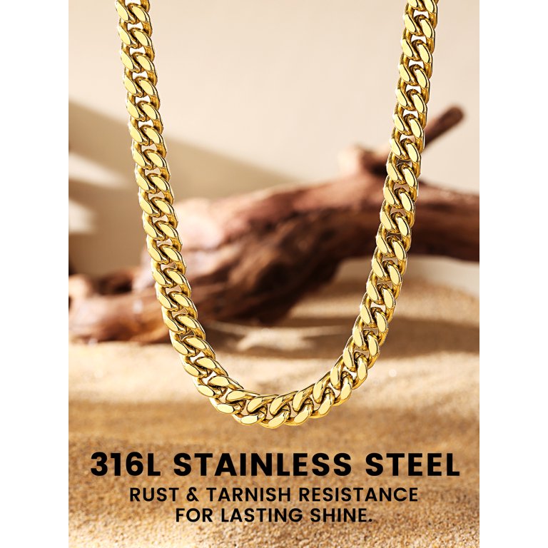 Bestyle Mannen Miami Cubaanse ketting armbanden met upgrade gesp sluiting, duurzaam echt 18K goud/zwart metaal gevuld massief roestvrij staal hand ketting, breed 5mm 7mm 9mm 12mm, 19cm 21cm 23cm lang