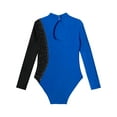 thumbnail image 5 of IEFIEL Girls Long Sleeve Stand Collar Gymnastic Dance Leotard Shiny Rhinestones Dancewear, 5 of 7