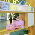 thumbnail image 1 of Bolsa de cosméticos de pana con diseño de tulipán, gran capacidad, portátil, bonita bolsa de almacenamiento para artículos de tocador para niñas, color morado taro, tamaño grande, 1 of 5