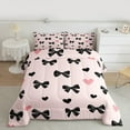 thumbnail image 3 of Manfei Pink Kawaii Bow Bedding Comforter Set, Cute Cartoon Love Heart Twin Comforter Sets, Teens Kids Girls Women Reversible Bedding Set, Breathable Home Decor, 2 Pieces, 3 of 9