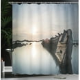 thumbnail image 4 of Ambesonne Nautical Shower Curtain, Sinking Boat Sunset, 69"Wx70"L, Pale Blue Brown, 4 of 5