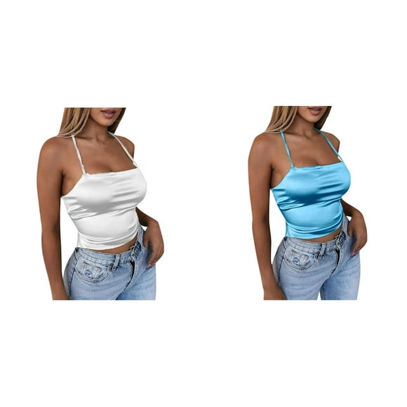(2-Pack) Rinsvye Lace Women's Fabric Slim 4 Cute Outfits for Women Crop Backless Club A Line Tops for Women Top Imitated Up Fit 1X Tops Women Party Silk Women's Blouse