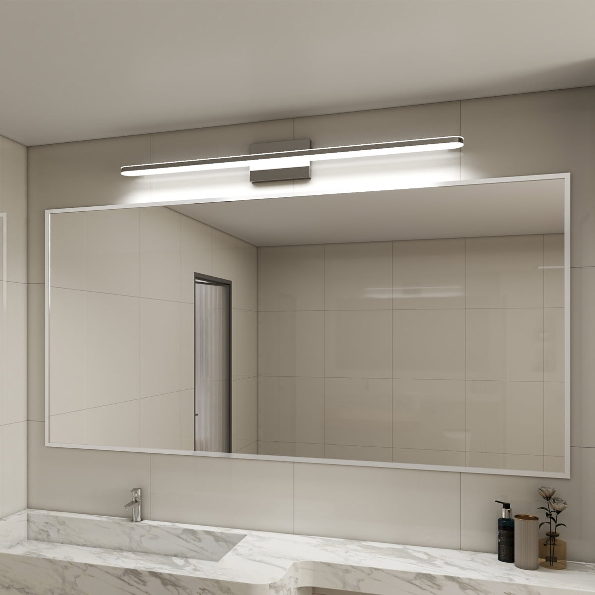 Modern LED Vanity Lights for Bathroom 32IN 16W Daylight White Chrome Light Fixtures Bathroom Lights Over Mirror Vanity Lighting Fixtures Vanity Light On-Site