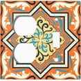 thumbnail image 4 of Metal Light Switch Plate Cover Blue Orange Mandala Star Tile Pattern TIL041, 4 of 13
