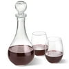 Personalized Bormioli Rocco Loto Wine Decanter with stopper and 2 Stemless Wine Glass Set