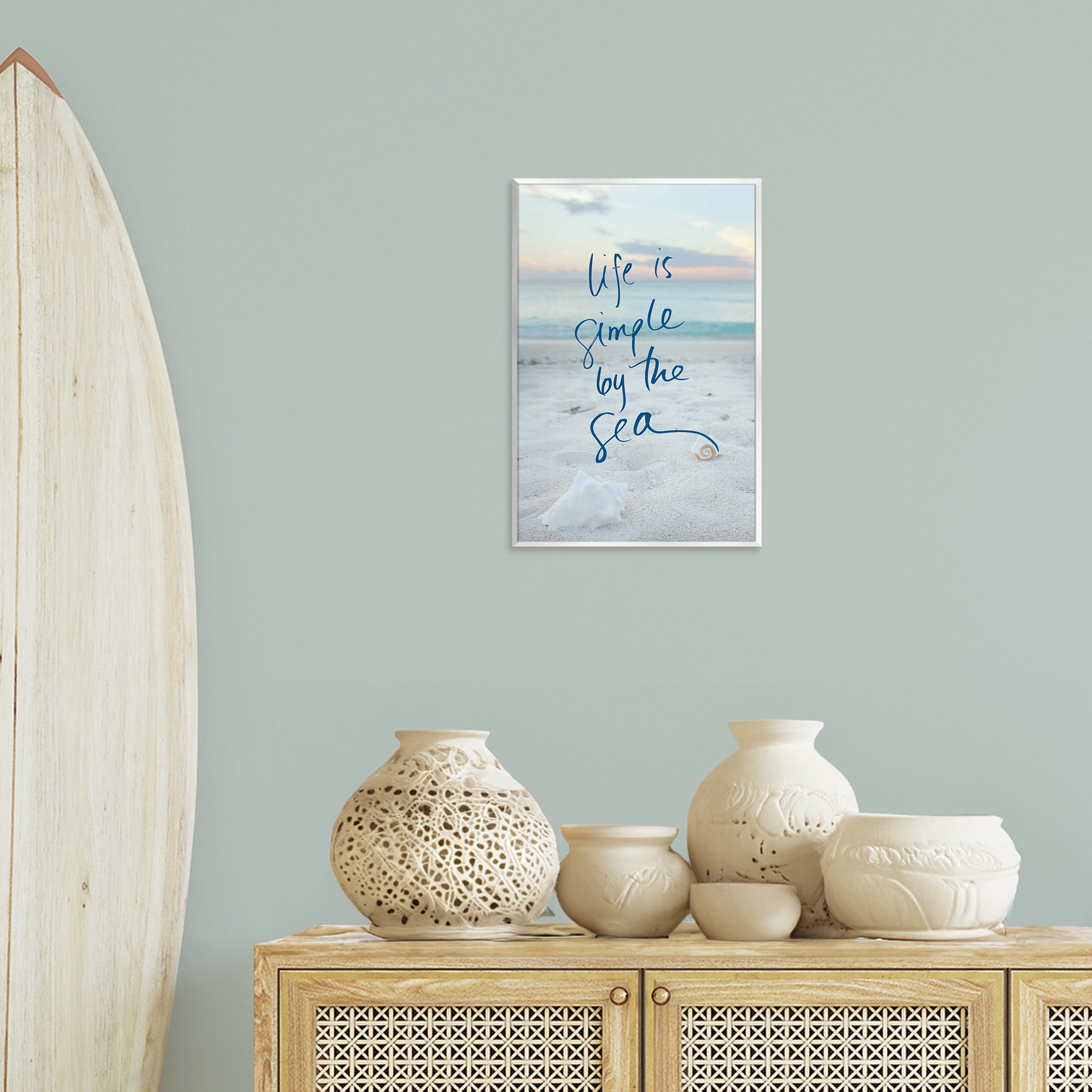 Stupell Industries Simple By The Sea Coastal Painting Unframed Art Print Wall Art, 13 x 19
