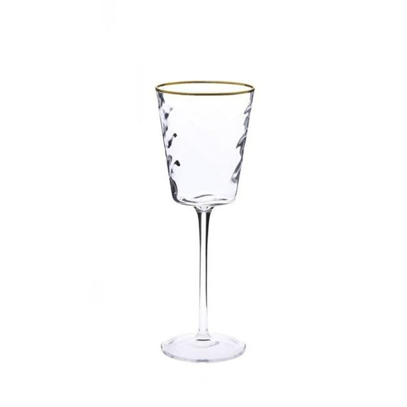 Textured Glasses with Gold Stem & Rim, Set of 6