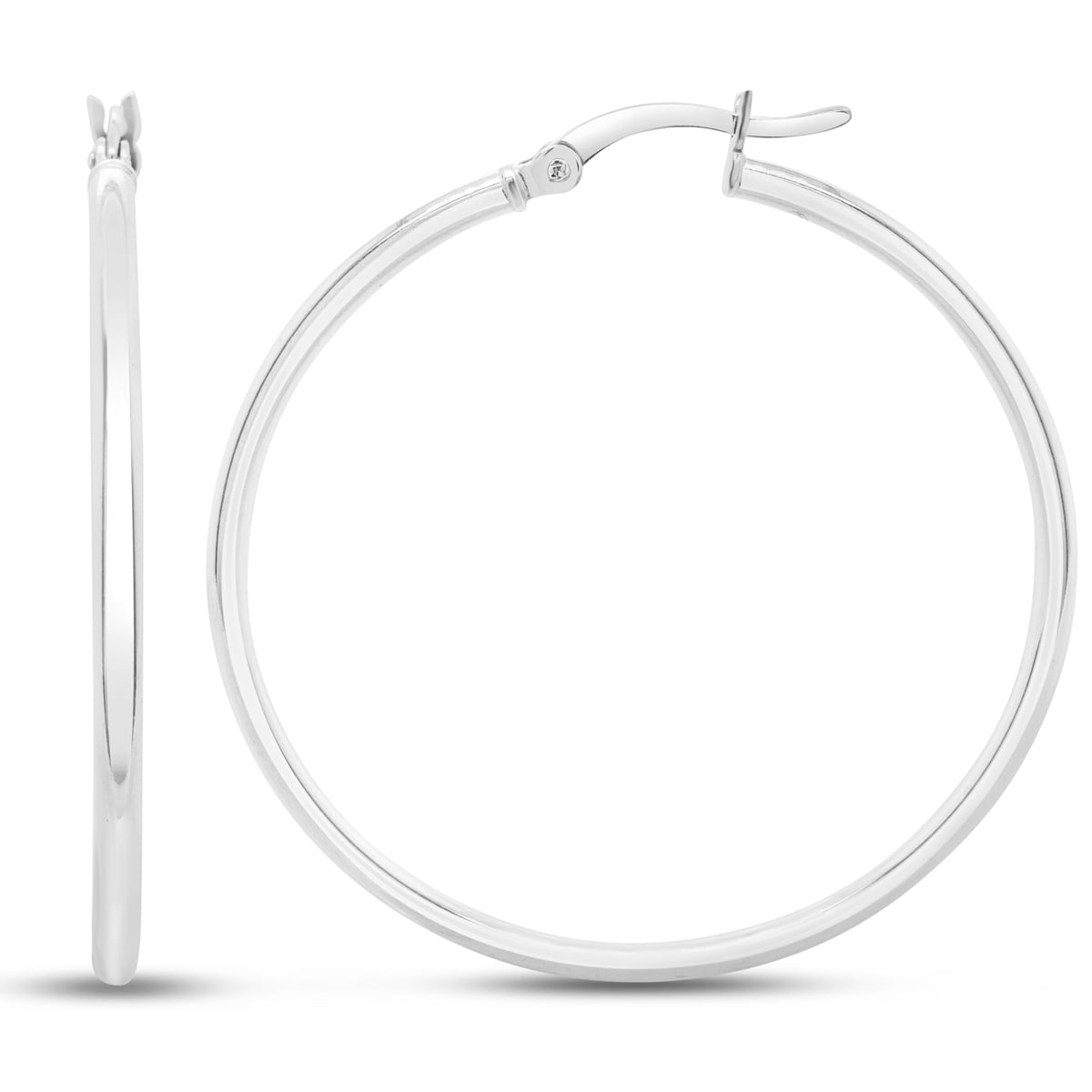 40mm Silver Tone Crystal Hoop Earrings 40mm Silver Tone Crystal Hoop Earrings