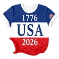 thumbnail image 4 of Womens T Shirt Women's Stars and Stripes Casual Fashion Printed Crew Neck Short Sleeve Pullover T Shirt Blue XXL, 4 of 4