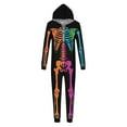 thumbnail image 5 of HNMKIU Halloween Family Matching Skeleton Print Hooded Zip Up for Mom and Kid Cozy Cartoon Animal Pajama Jumpsuit, 5 of 6