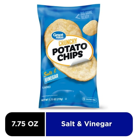 Great Value Salt and Vinegar Flavored Potato Chips, 7.75 oz