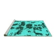 thumbnail image 2 of Ahgly Company Machine Washable Indoor Square Abstract Turquoise Blue Modern Area Rugs, 6' Square, 2 of 4