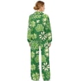 thumbnail image 2 of SCRAWLGOD St. Patrick's Day Four Leaf Clover Print Beige Green Women 2 Piece Outfits Sweatsuit Oversized Knit Turtleneck Pullover Tops Wide Leg Pants Lounge Set Trendy Soft Athletic Tracksuit, XS, 2 of 7