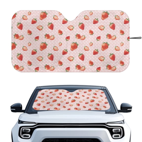 HUIACONG Strawberry Spot Design Windshield Sun Shade Shade Cover Sun Visor Automotive Accessories Foldable Sunshade for Trucks Universal Vans