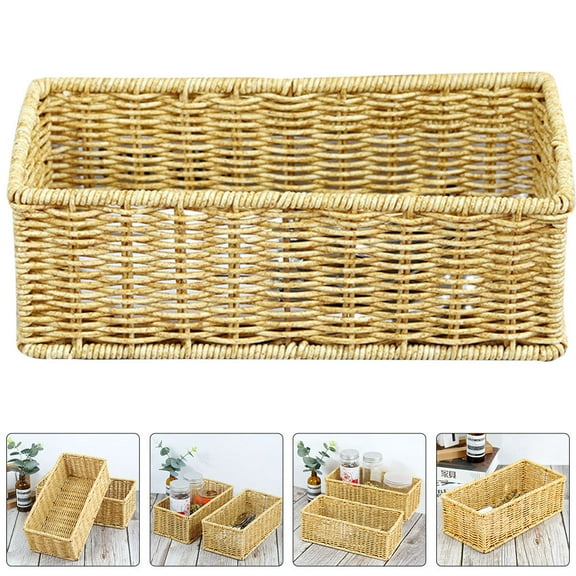 WHAMVOX Rattan Storage Basket White Wicker Large Pantry Spoon Baskets Woven